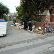 Rubbish in the alleyway off Church Street, Shirley