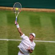 Jan Choinski in action against Hubert Hurkacz (not pictured) on day four of the 2023 Wimbledon Championships