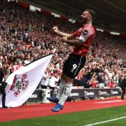 Adam Armstrong celebrates during Southampton's win over Leeds United