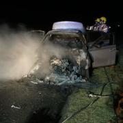 The car was destroyed in the fire