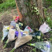 The flowers left on the A3090 near Chandler’s Ford