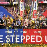 Southampton FC players celebrate winning the Championship playoff final at Wembley Stadium against Leeds United. Picture: Richard Crease