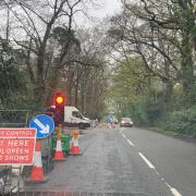The A27 Kanes Hill has yet again been hit by temporary traffic lights. Pictured, works from May