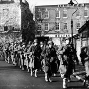 On the March: American GIs marching through Southampton in the lead up to the Normandy Invasion in June, 1944.