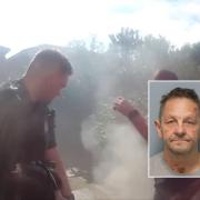 Police footage with inset of Damian Mazurkiewicz