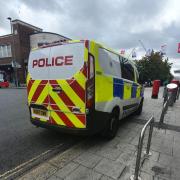 Stock image of a police van in Above Bar Street, Southampton