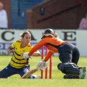 Southern Vipers’ Rhianna Southby is run out by South East Stars  during the Charlotte Edwards Cup semi-final match at the Incora County Ground, Derby