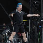 Tré Cool of Green Day on stage at Isle of Wight Festival