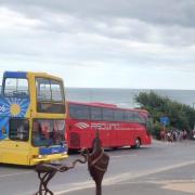 Buses to pick up the party members blocked Sea Road