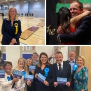 Liz Jarvis, the new Eastleigh MP; Satvir Kaur and Darren Paffey celebrate their Southampton wins; and Caroline Nokes retains her Romsey and Southampton North seat
