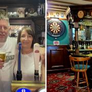 Kev and Gina Marchant have created a pub in their garden shed