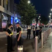 Police patrolling Above Bar Street after England's defeat in the Euro 2024 final