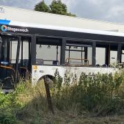 Damaged bus on the A31, July 17