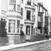 The Cornish Hotel pictured in a view looking up Orchard Place from even earlier times.