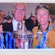 Terry and Shaun Udal celebrate a Hampshire cup victory