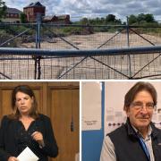 Romsey brewery site. Below: Caroline Nokes and Mark Cooper