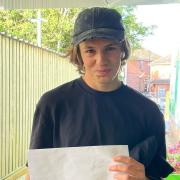 Daniel Kuska, 18, celebrates his A-level results at Bitterne Park sixth form