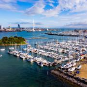 Aerial view of the Marina of Gosport behind Burrow Island