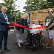 Peter Williams from South Western Railway, Councillor Lulu Bowerman, Andy Mather - Chair of the Saints Disabled Supporters' Association and Michael Murray, also from the Saints Disabled Supporters' Association