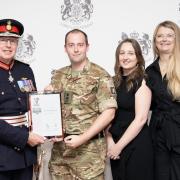 Senior Associate Solicitor Conor Maher, Ellis Jones’ Armed Forces champion and a Captain in the Army Cadet Force, Angus Campbell, Florence Newton and Lauren Day