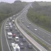 Traffic backing up on the M3 on Saturday, August 31, following an incident