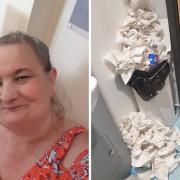 Brenda Harvey, 57, and the overflowing bins in Southampton