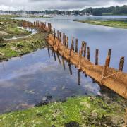 Sediment retention barriers installed at Hamble Estuary. Image: Solent Seascape Project/Hampshire County Counil