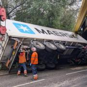 The scene of the lorry crash in Greatbridge Road