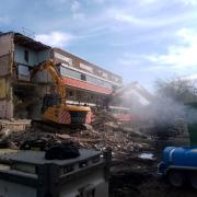 The demolition of the former Townhill Park blocks are now underway