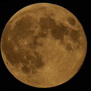 The yellow tint of the Hunter's Moon in peak brightness.