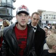 Justin Timberlake look a like Anthony Whitehead meets his fans at Virgin record store Southampton