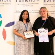 Carpathia Grange home manager Pooja Dhoot and deputy manager Jodie Farr collect the award