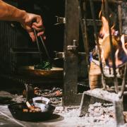 Open fire restaurant Hearth at Heckfield Place