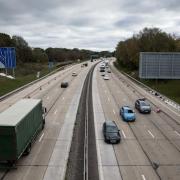 Queues are building on the M27 after a lane is blocked.