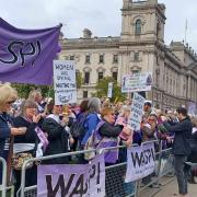 Hampshire women joined the WASPI demonstrations at Parliament Square during the Budget speech on October 30.