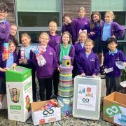 Eco Warriors from Wellstead Primary School with its Sistema® Food Storage Container and Reusable Bottle Free Recycling Programme collection box