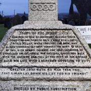 A First World War memorial dedicated to Private James Miller, who was fatally shot as he delivered a message during the Battle of Somme (Historic England/PA)