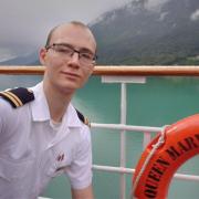 Tom aboard the Queen Mary 2