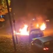 A Jaguar car was on fire on Pilgrim Place in Mansbridge on Friday night