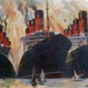 Cunard's big three. Mauretania, Berengaria and Aquitania.