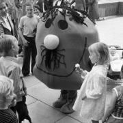 Mr Clumsy in Southampton's precinct - August 1979.