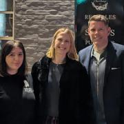 Left to right: Manager Siobhan Farmer, owner Grace Spencer and Saints and England star James Beattie