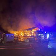 A large fire ripped through a barn in Bishop's Waltham on Monday night