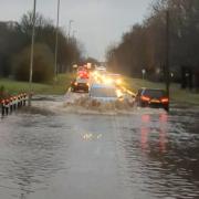 Flooding on Tollbar Way, Hedge End this morning