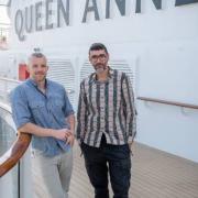 Talk Art hosts Russell Tovey (left) and Robert Diament on board Queen Anne