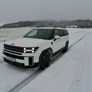 The Hyundai Santa Fe in challenging conditions in the Kielder area of Northumberland