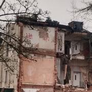 Contractors have begun to demolish the facade of the Lyndhurst Park Hotel, which is being replaced by almost 80 homes