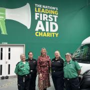 Dame Caroline Dinenage MP with St John Ambulance volunteers