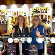 Liberal Democrat MP for Eastleigh, Liz Jarvis with pub landlady Lorraine Reeves