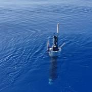 An autonomous profiling float deployed in the ocean